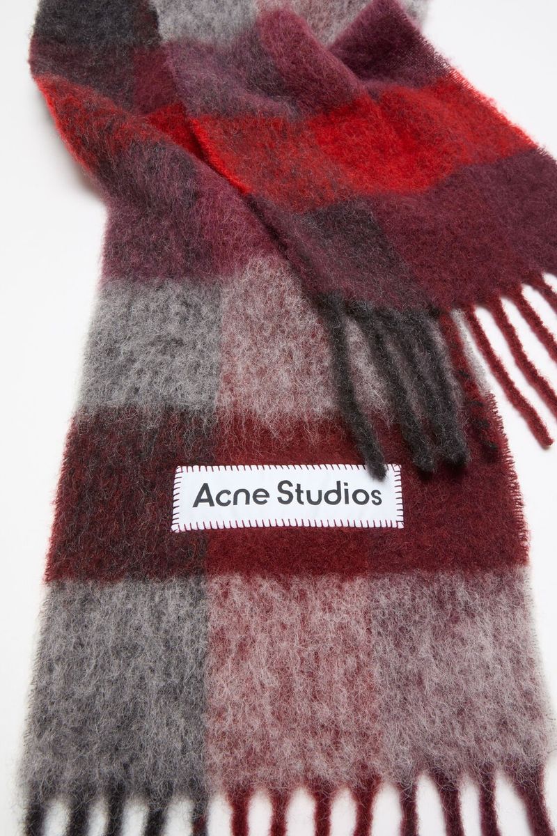 MOHAIR CHECKED SCARF Red|Black