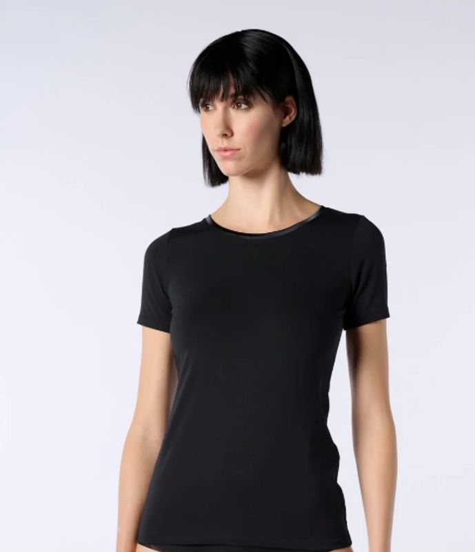 Round Neck Short Sleev Black