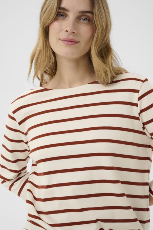 NelaPW Tee Eggnog/Roasted Russet Stripe