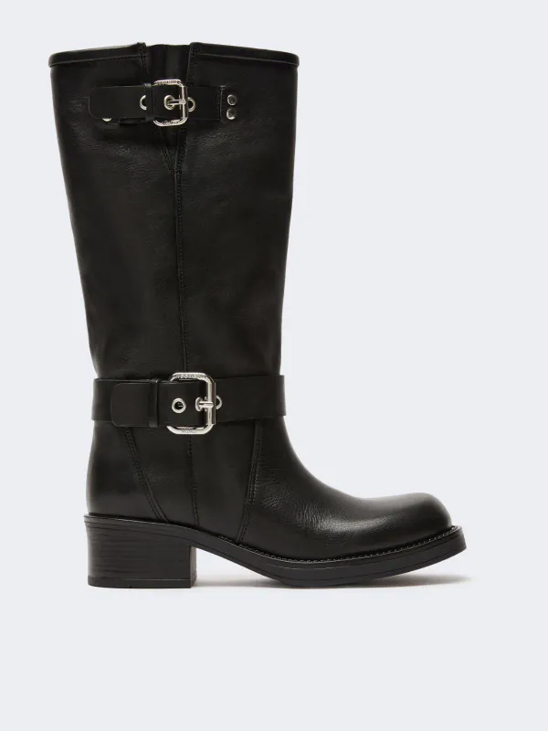 Leather biker Boots Black 