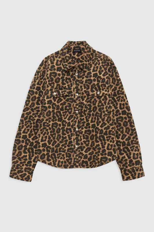 PAXTON Shirt Black And Brown Leopard
