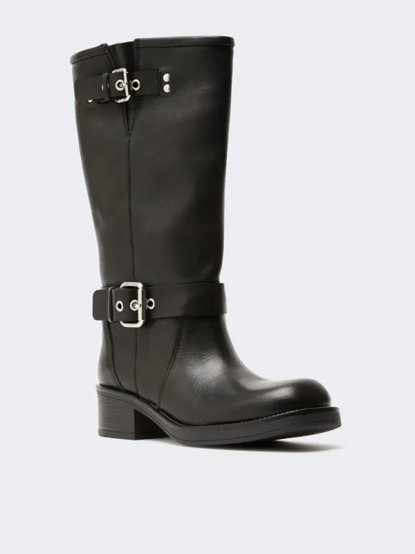 Leather biker Boots Black 