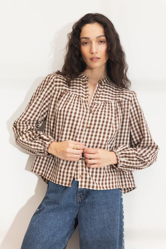 BELLIER Blouse Brown Check