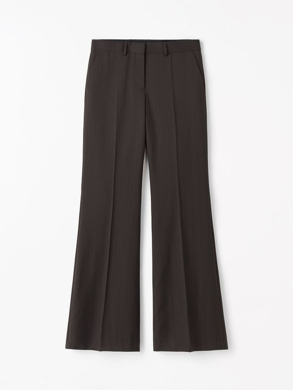 JUNIE Wool Stripe Trousers Dark Purple