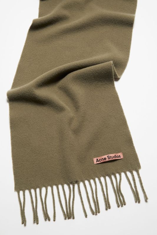 FRINGE WOOL SCARF 28 Khaki Green