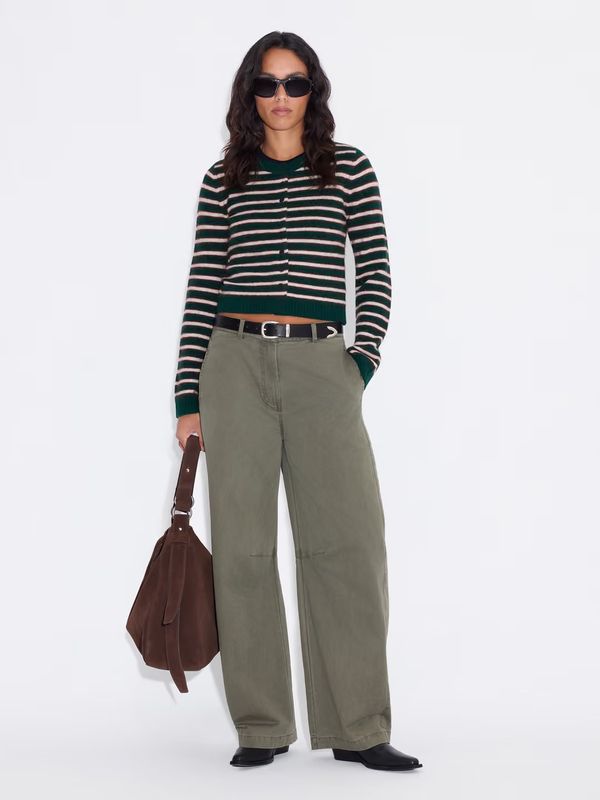 Mia Stripe Cardigan Green Stripe