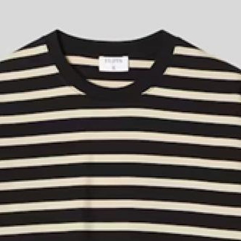 Striped Crewneck Tee Black Pearl Beige