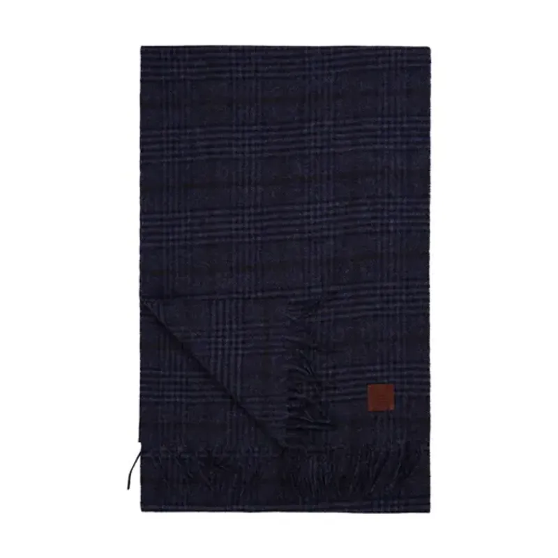 Check Wool Singel Scarf Navy