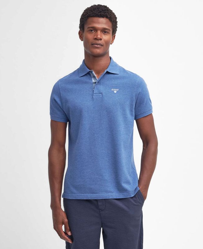 Tartan Pique Polo Shirt Dk Chambray
