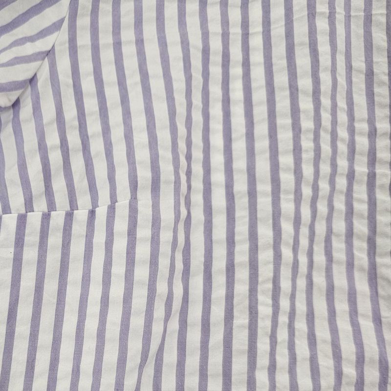 SEERSUCKER Cropped Shirt Lilac Stripe