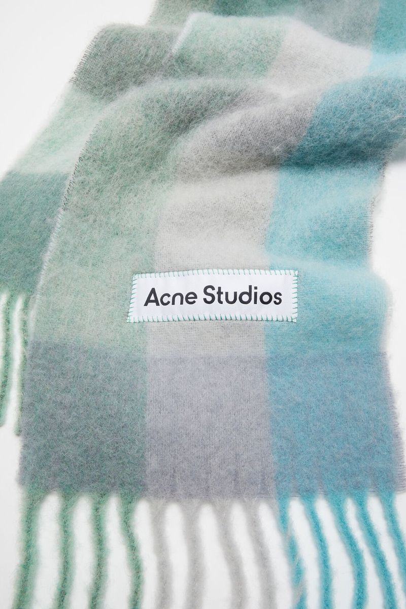 MOHAIR CHECKED SCARF Turquoise|Grey|Mint Green