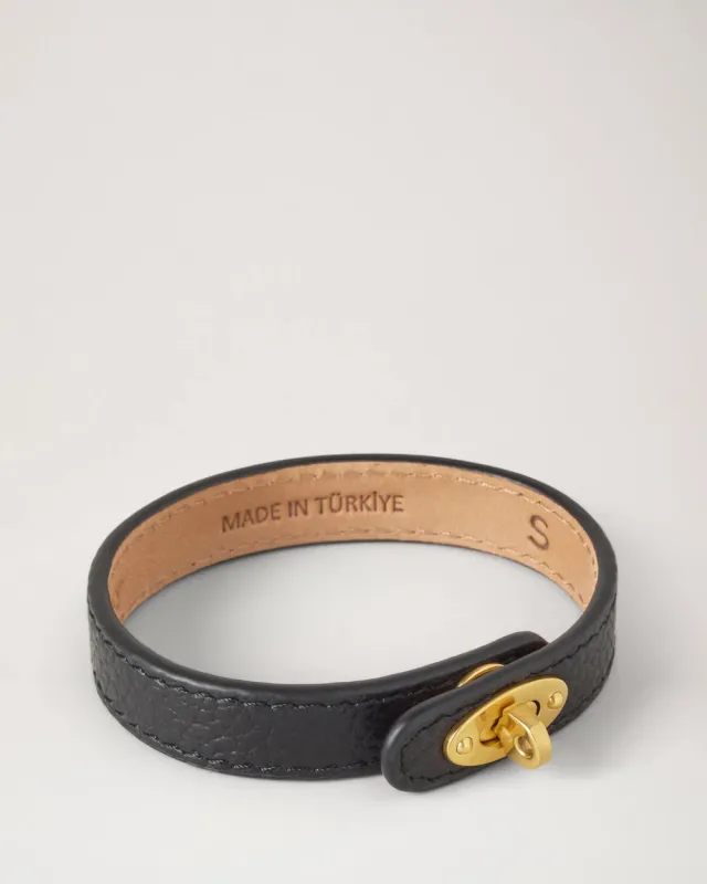 Bayswater Thin Bracelet Black Small Classic Grain & Brass