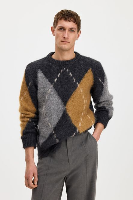 Hovedbilde ALPACA Check Sweater Grey ...