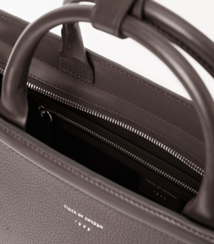 ACORI Leather Office Bag Dark Brown