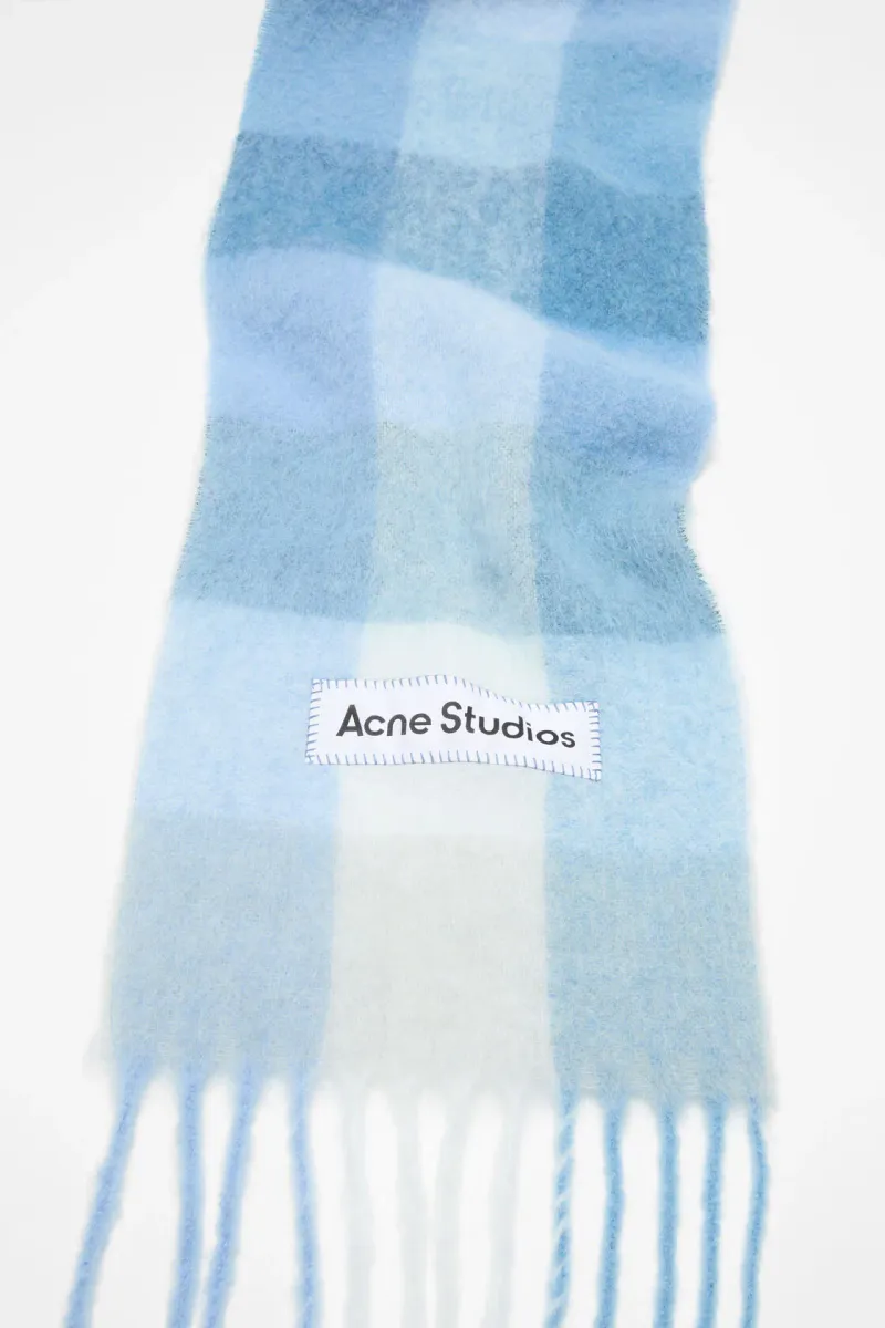 MOHAIR CHECKED SCARF Light Blue|White|Powder Blue
