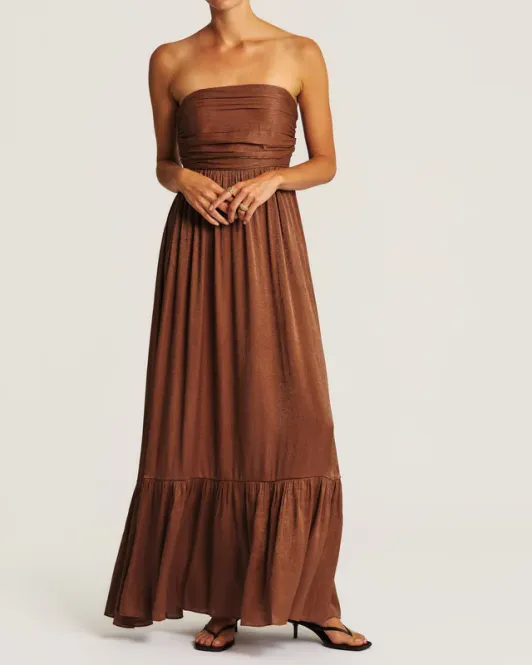 Hovedbilde Shiny Bandeau Dress Brown