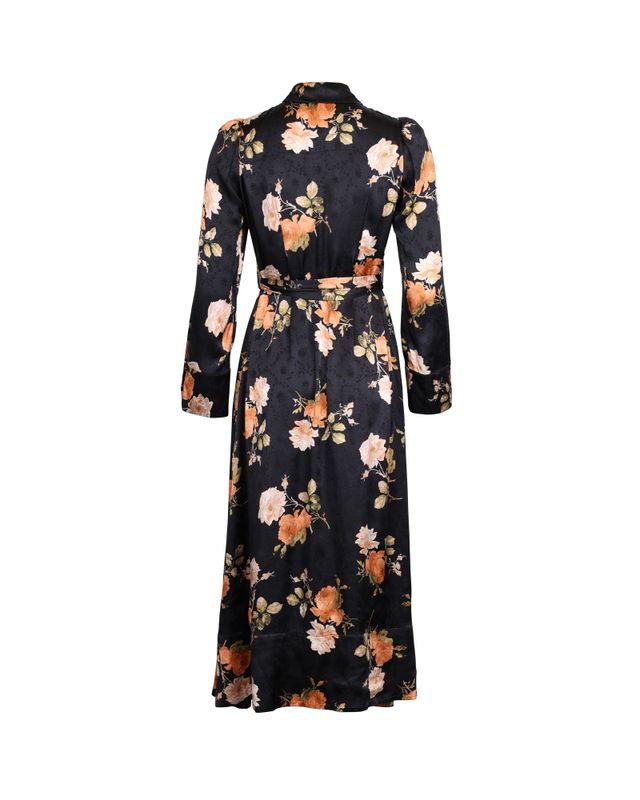 Jacquard Tieband Dress Midnight Roses