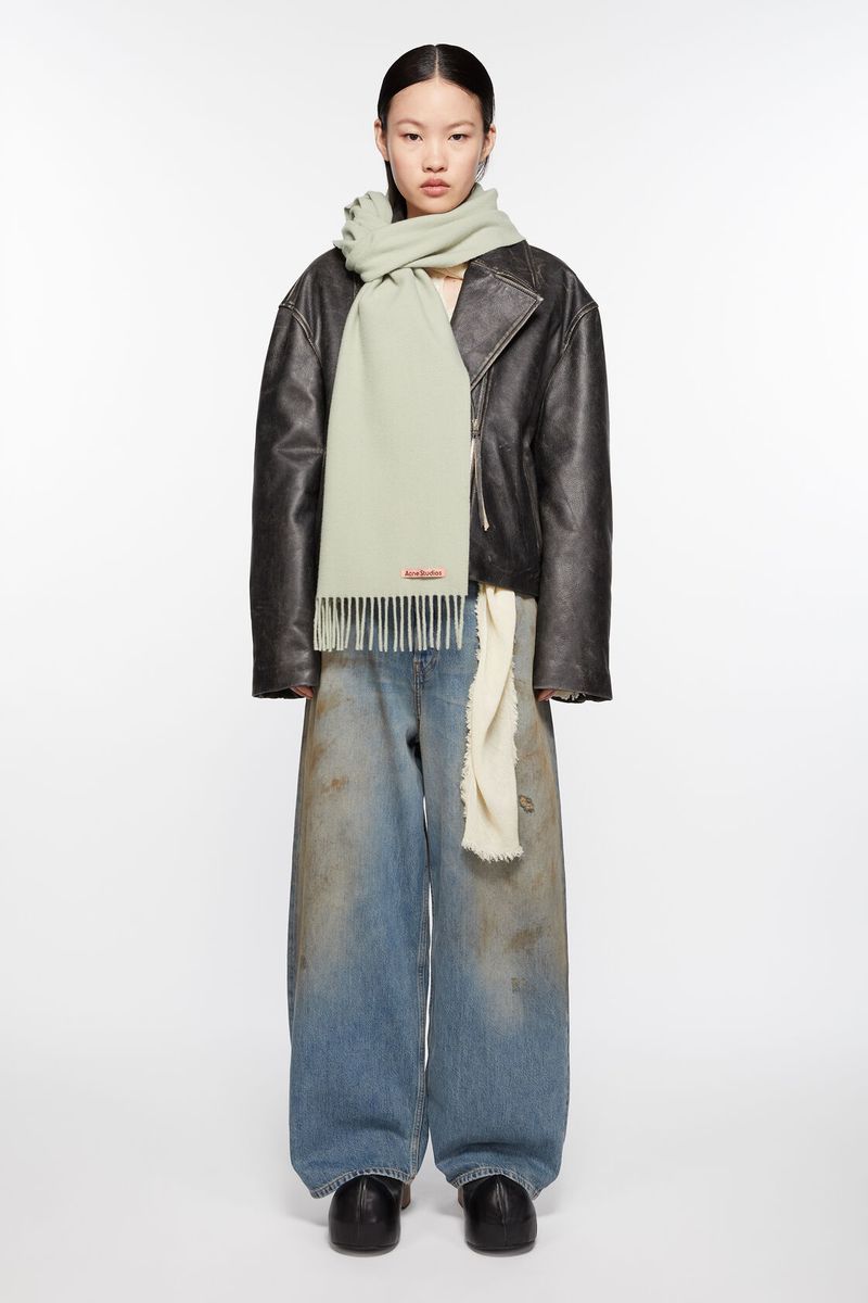 FRINGE WOOL SCARF Light Green