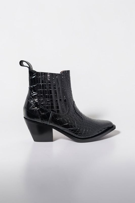 Croco Ankel Boots Nero 