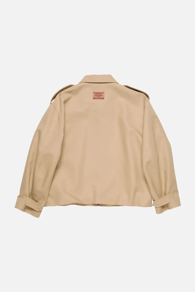 Cotton Satin Jacket Beige