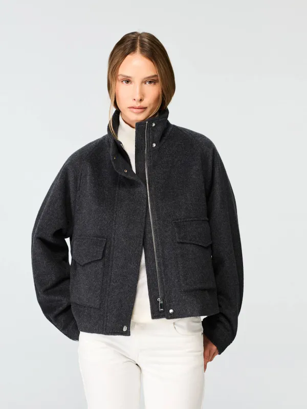 WMN Wool/Silk Short Jacket Antracite