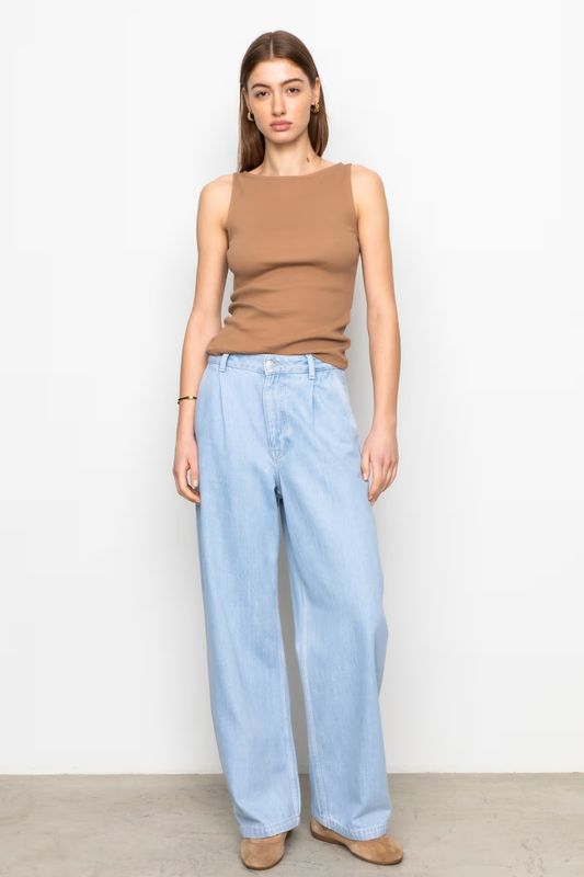 PEGGY Rib Boatneck Top Camel