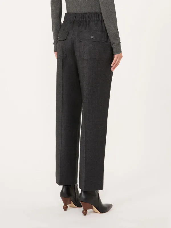 HATELEY Stretch Wool Flannel Trousers Dark Grey