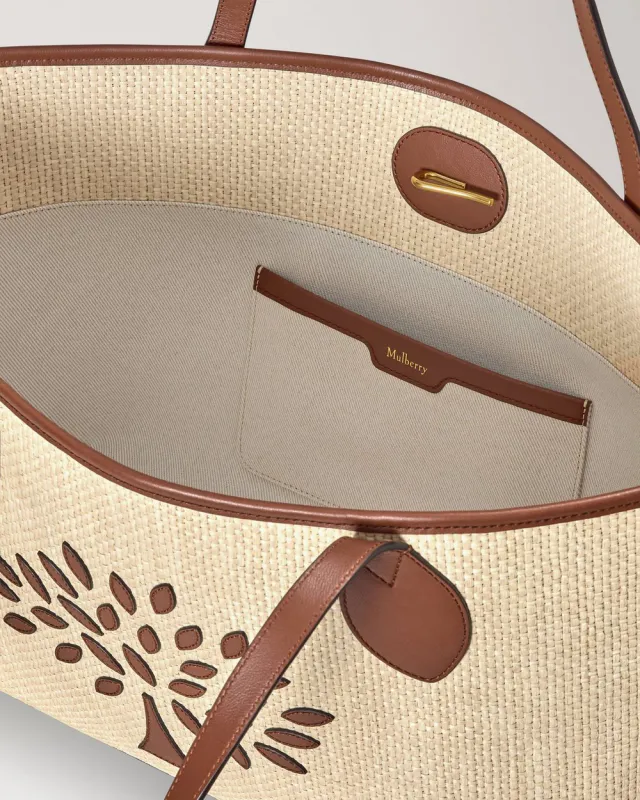 Small TREE Tote Ecru Bright Oak Raffia