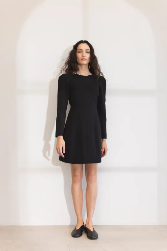 Nathalie Pearl Dress Black