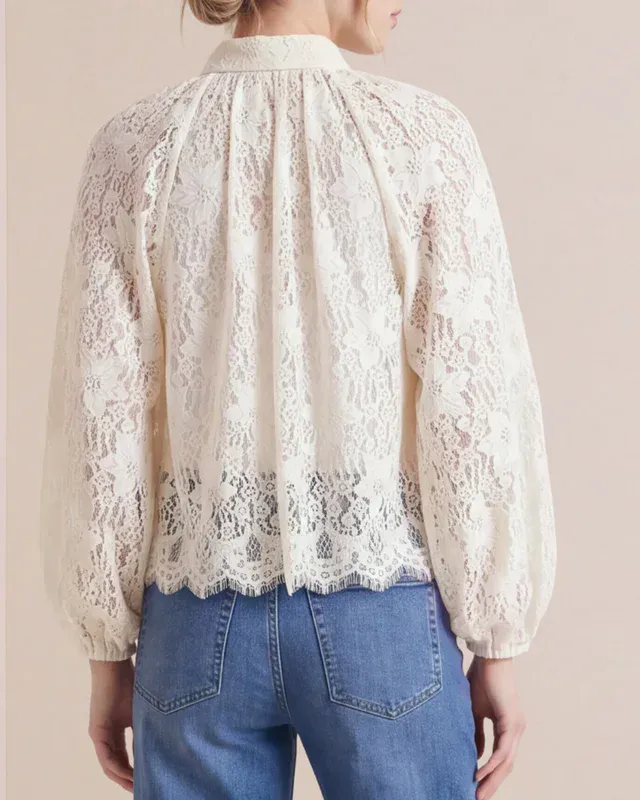 Lace Bow Blouse Vintage White 