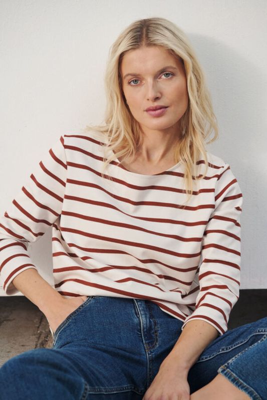 NelaPW Tee Eggnog/Roasted Russet Stripe