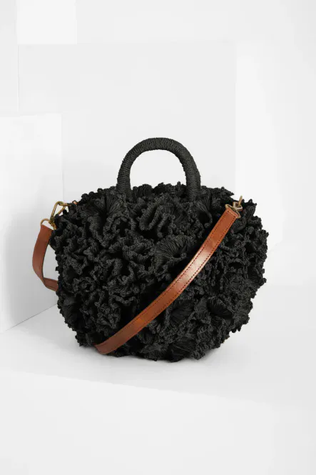 Hovedbilde CORAL Black Ball raffia bag