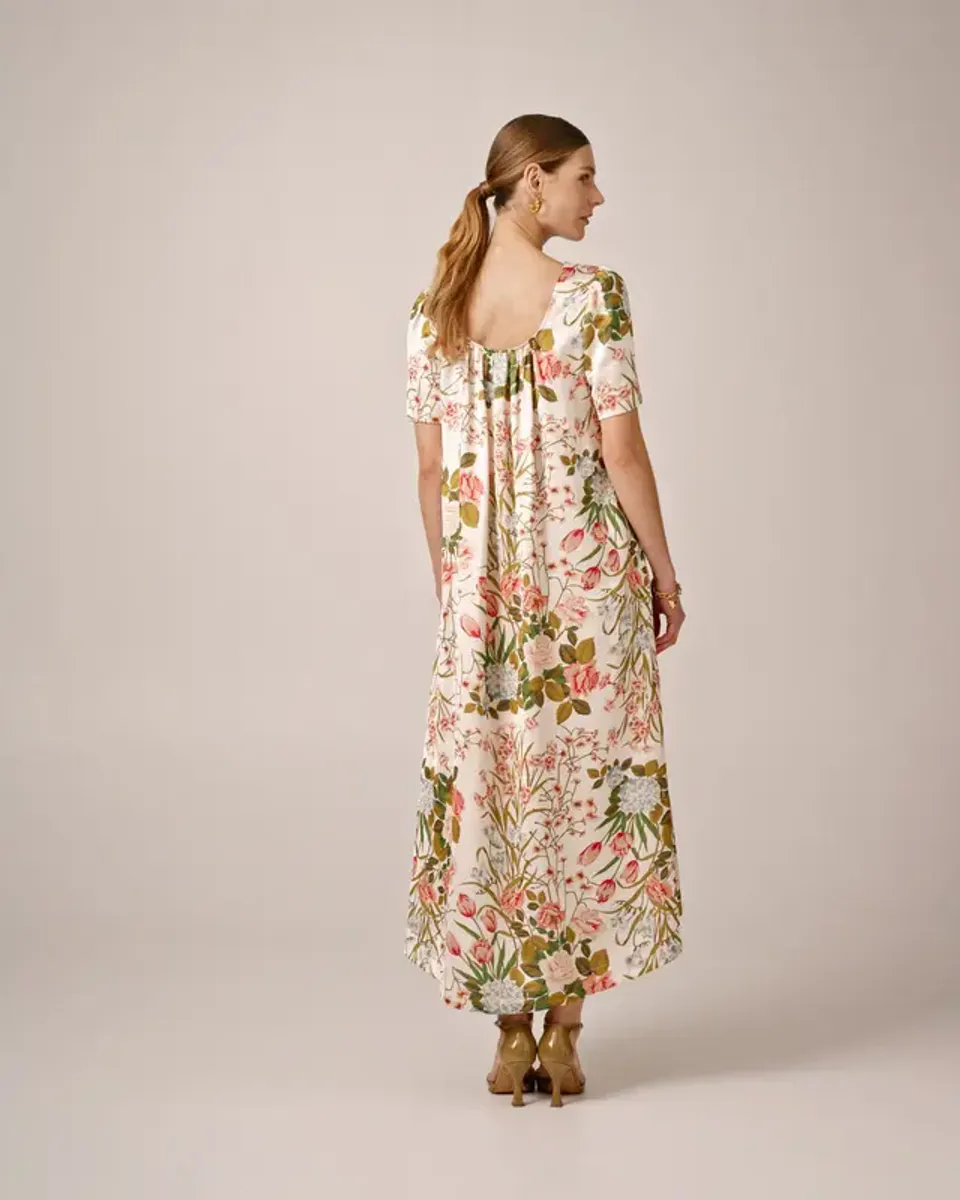 TAILORED Satin Dress Flower Fields