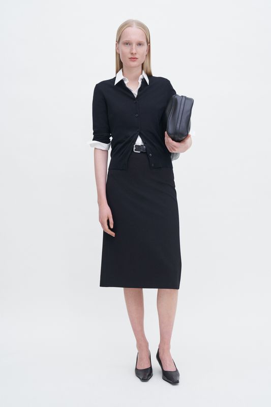 Merino Short Cardigan Black