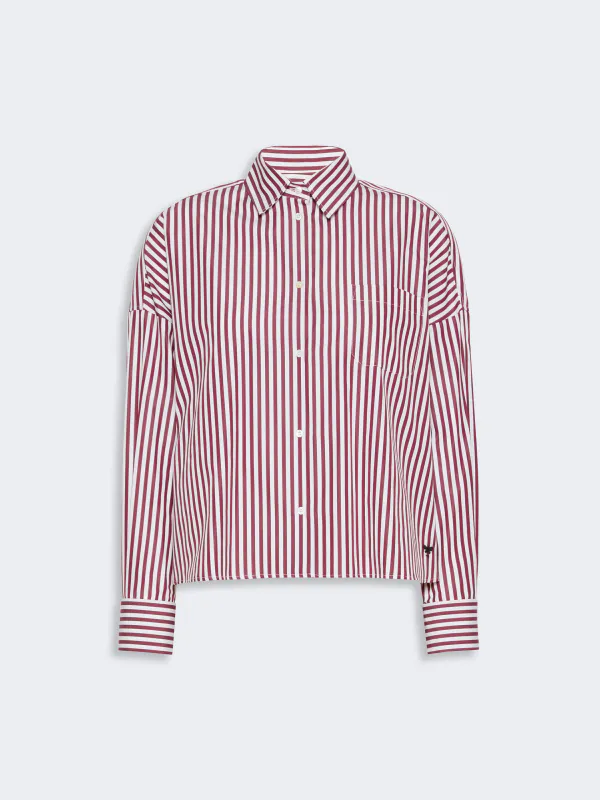 Ovatta Poplin Shirt Striped Bordeaux