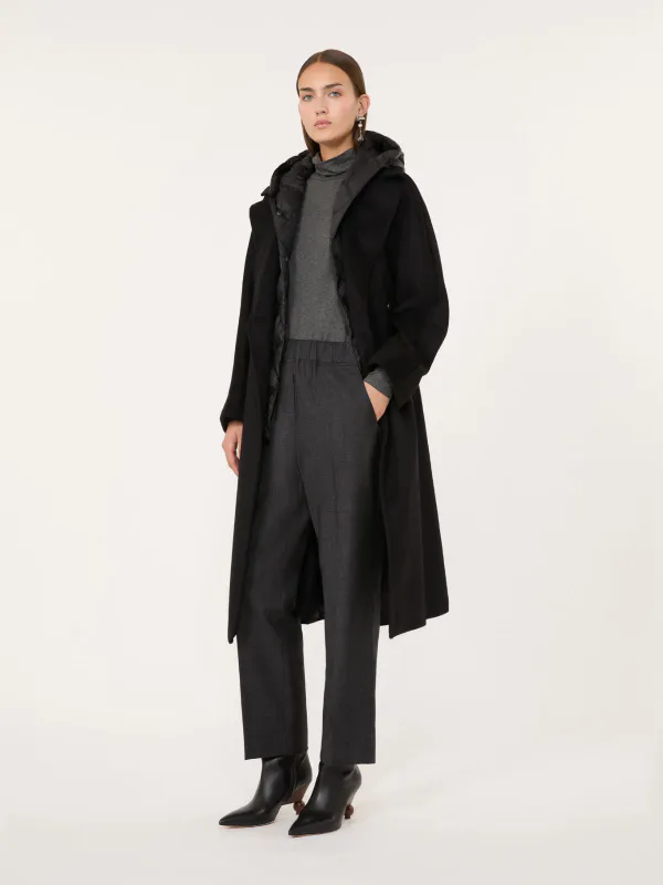 HATELEY Stretch Wool Flannel Trousers Dark Grey