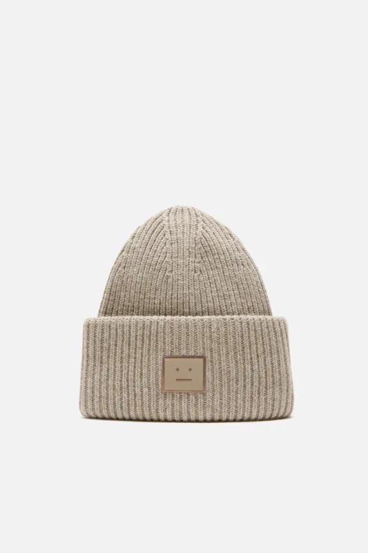 Large face logo beanie Yak Greige melange