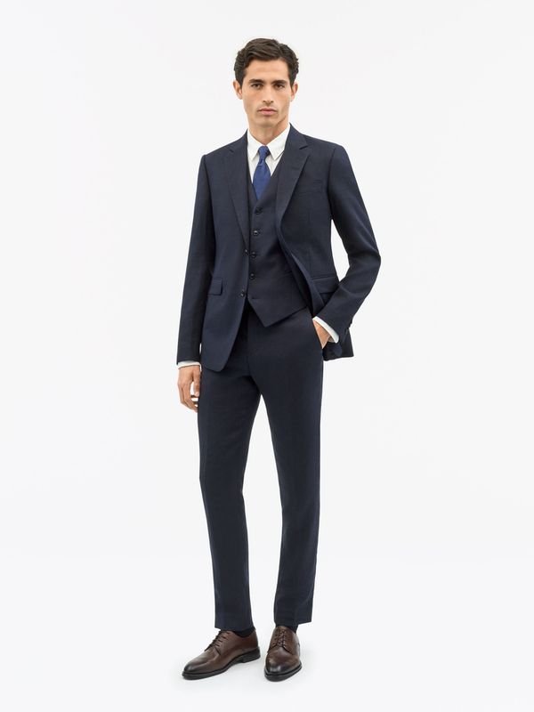 WINSTON Slim Fit Linen Waistcoat Midnight Blue