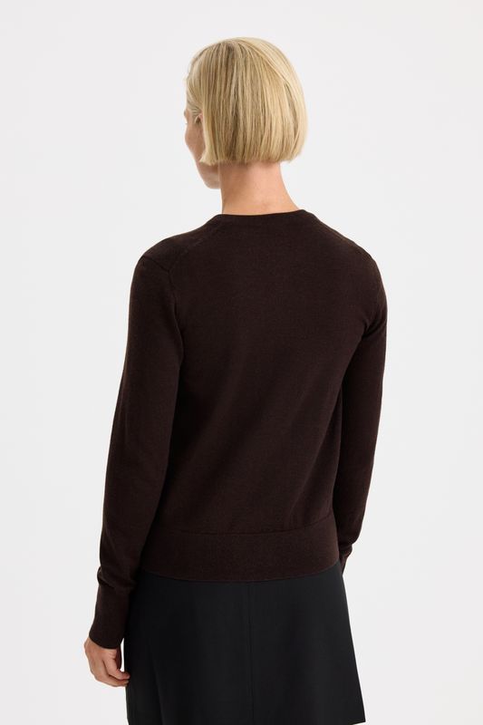 Merino Short Cardigan Dark Chocolate