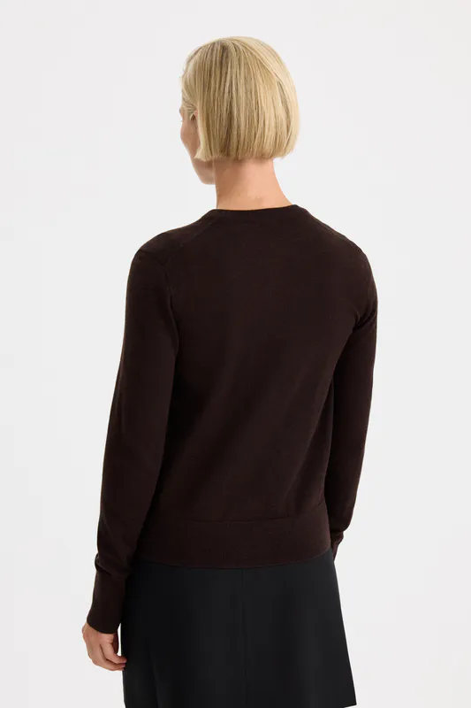 Merino Short Cardigan Dark Chocolate