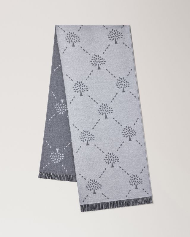 Mulberry Diamond Tree Jacquard Scarf Foggy Grey 