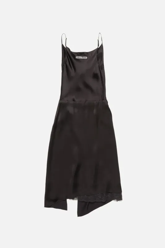 SHINY Satin Slip Dress Dark Brown