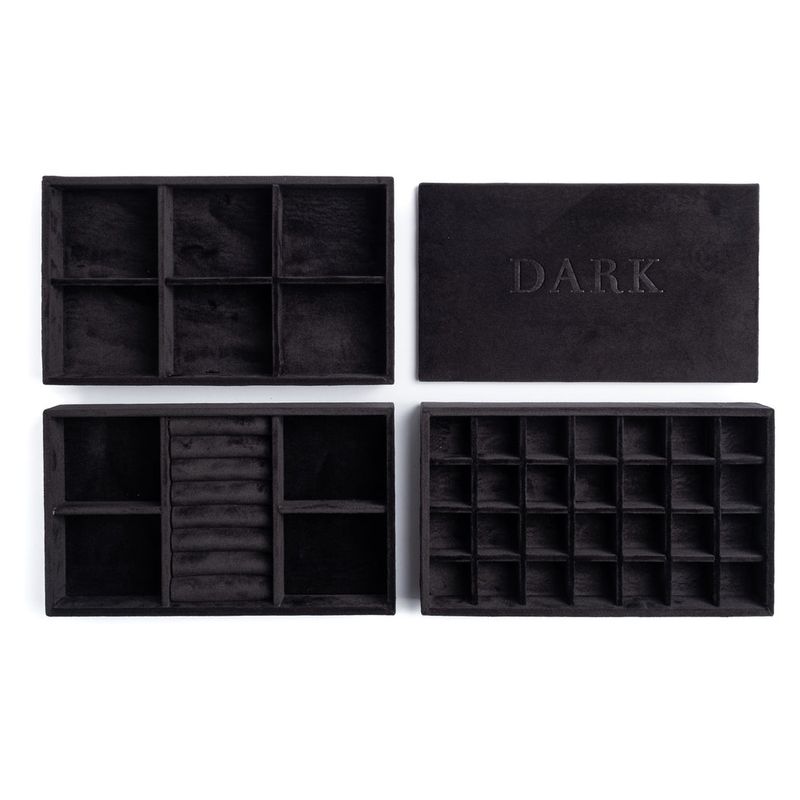VELVET STACKER JEWELLERY BOX Black 