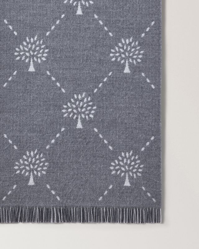 Mulberry Diamond Tree Jacquard Scarf Foggy Grey 