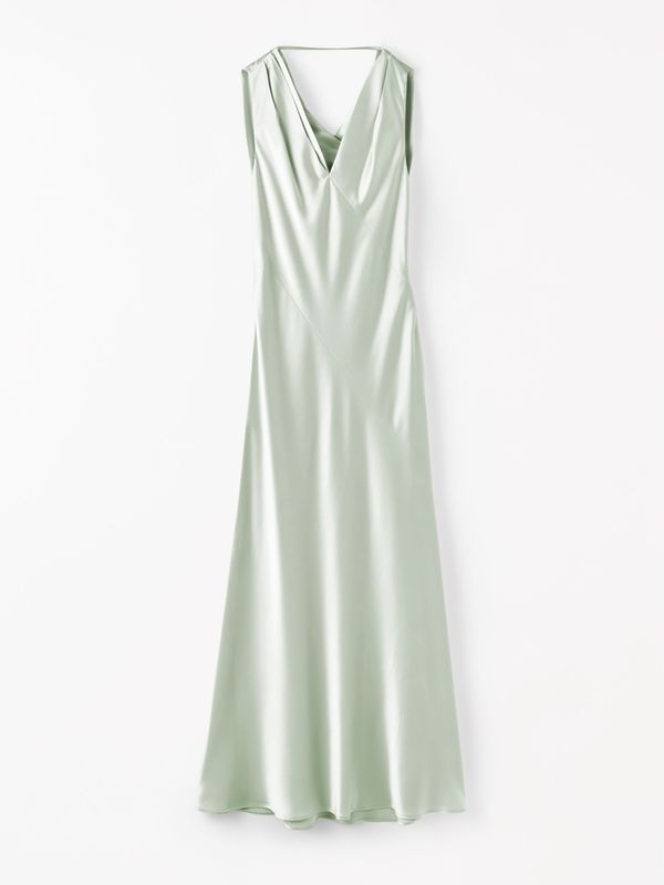 IRELEEN Festive Satin Dress Light Green